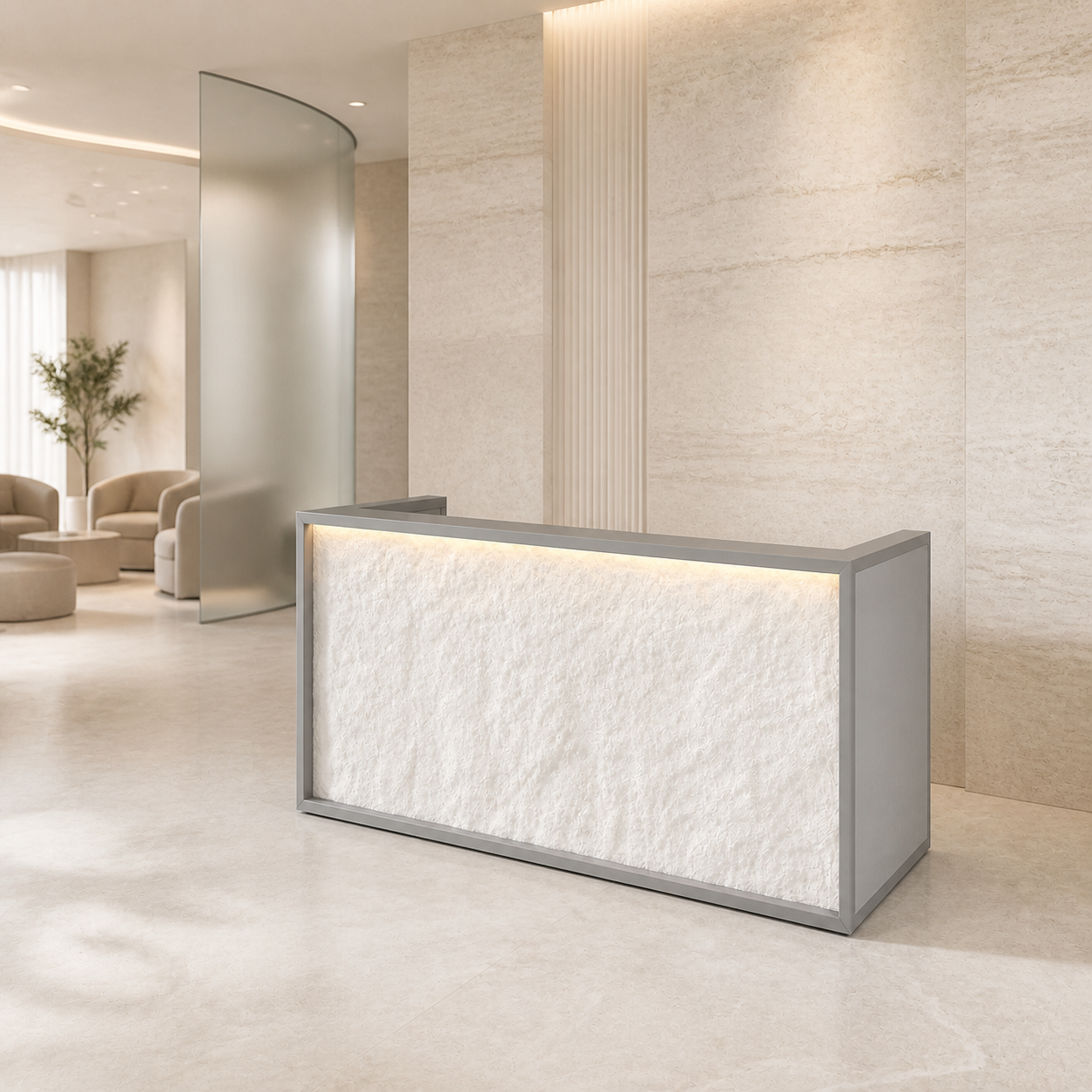 Modern Reception Desk with Textured Front Panel and LED Accent Lighting RD-326