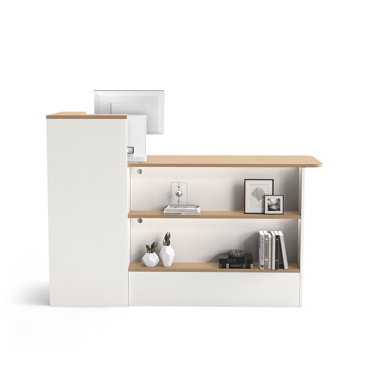 Reception Desk for Salon - Natural Colour Inside View Right Height