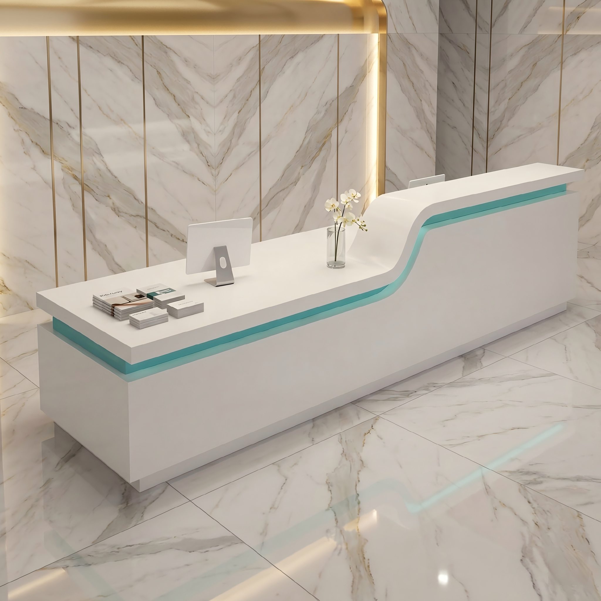 Simple Clean Design White Reception Desk for Clinics & Nurse Stations