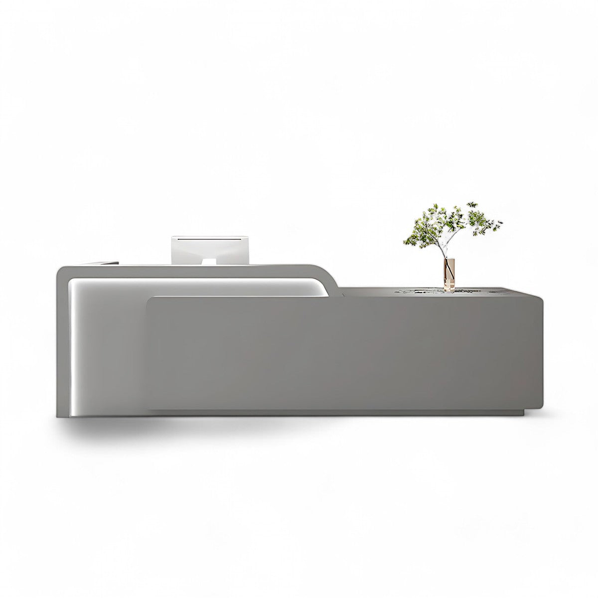 Simple Corporate Grey Reception Desk for Lobby