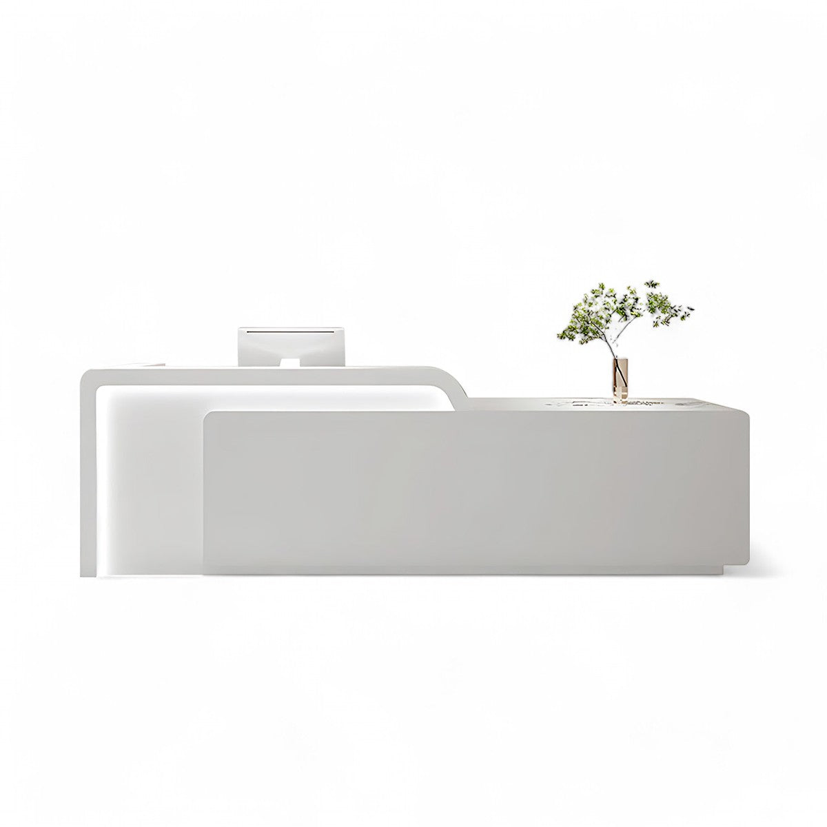 Simple Corporate White Reception Desk for Lobby