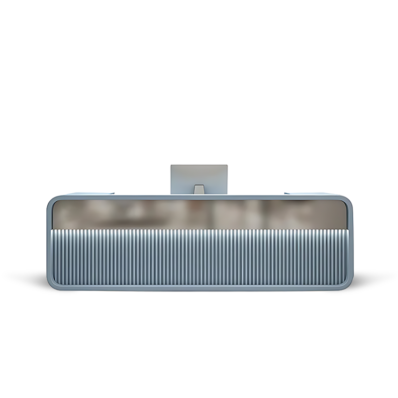 Simple Modern Hotel Company Blue + Silver Front Desk Reception Desk