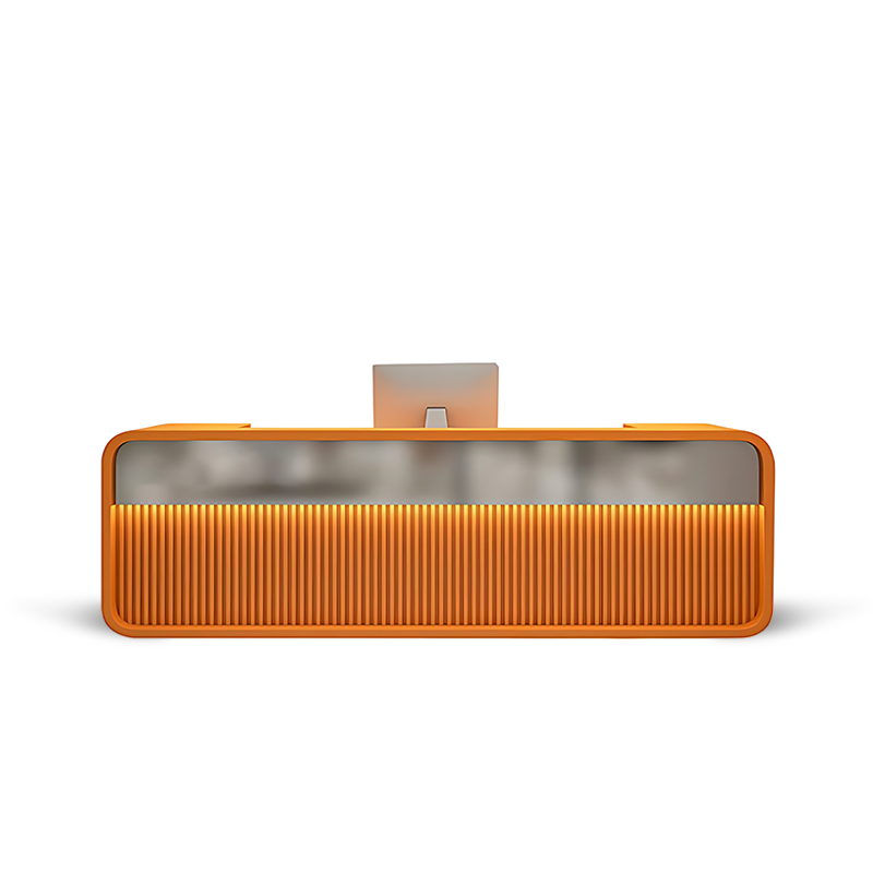 Simple Modern Hotel Company Orange + Silver Front Desk Reception Desk