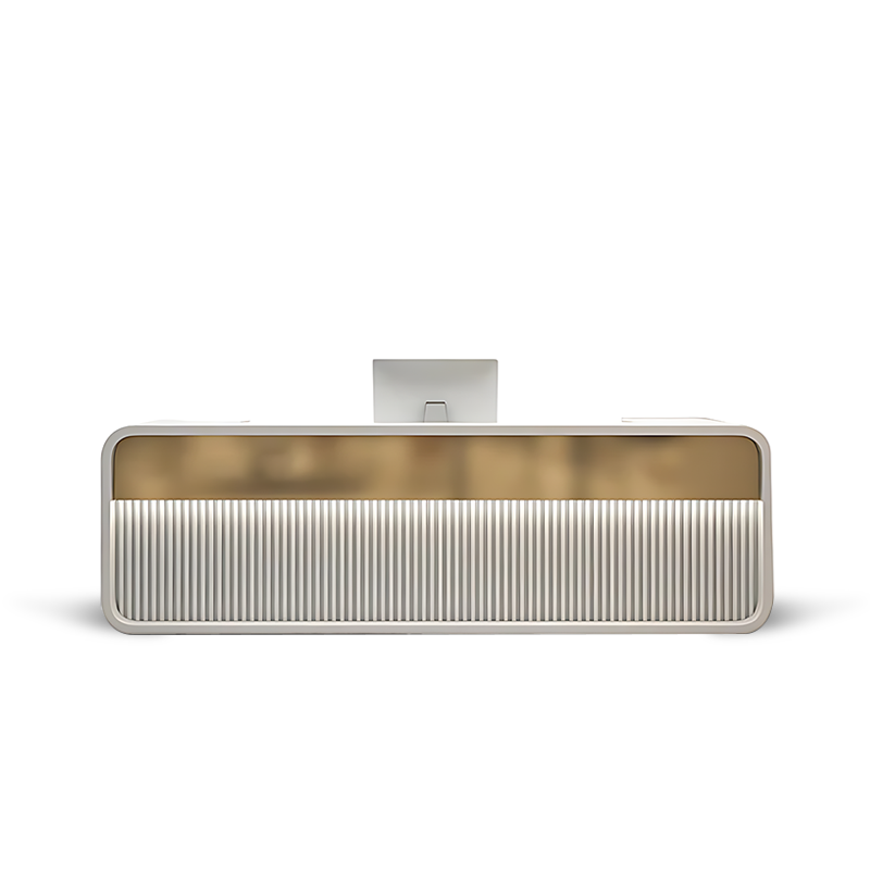 Simple Modern Hotel Company White + Gold Front Desk Reception Desk
