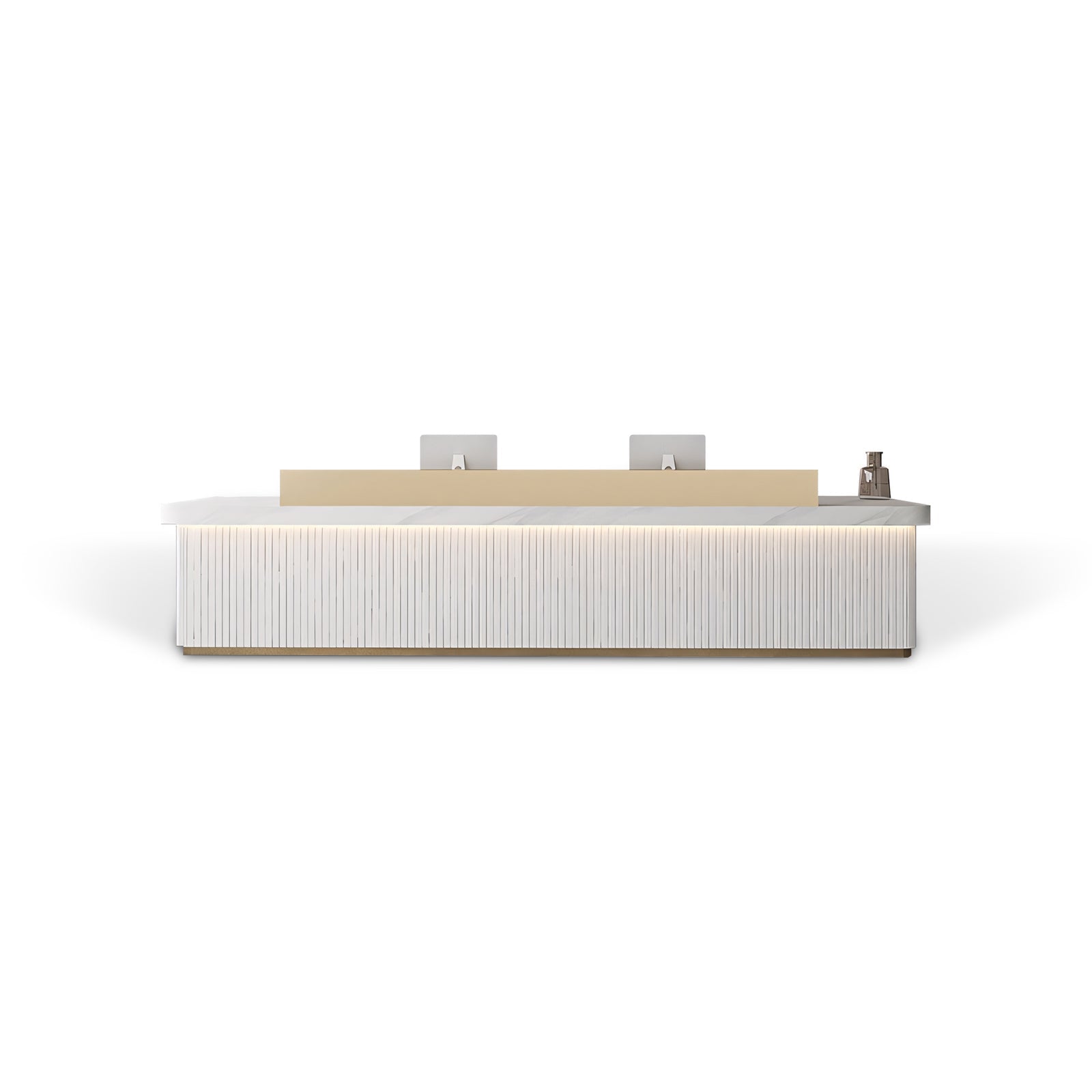 Sleek Minimalist LED Reception Desk with Storage & Stainless Steel Countertop