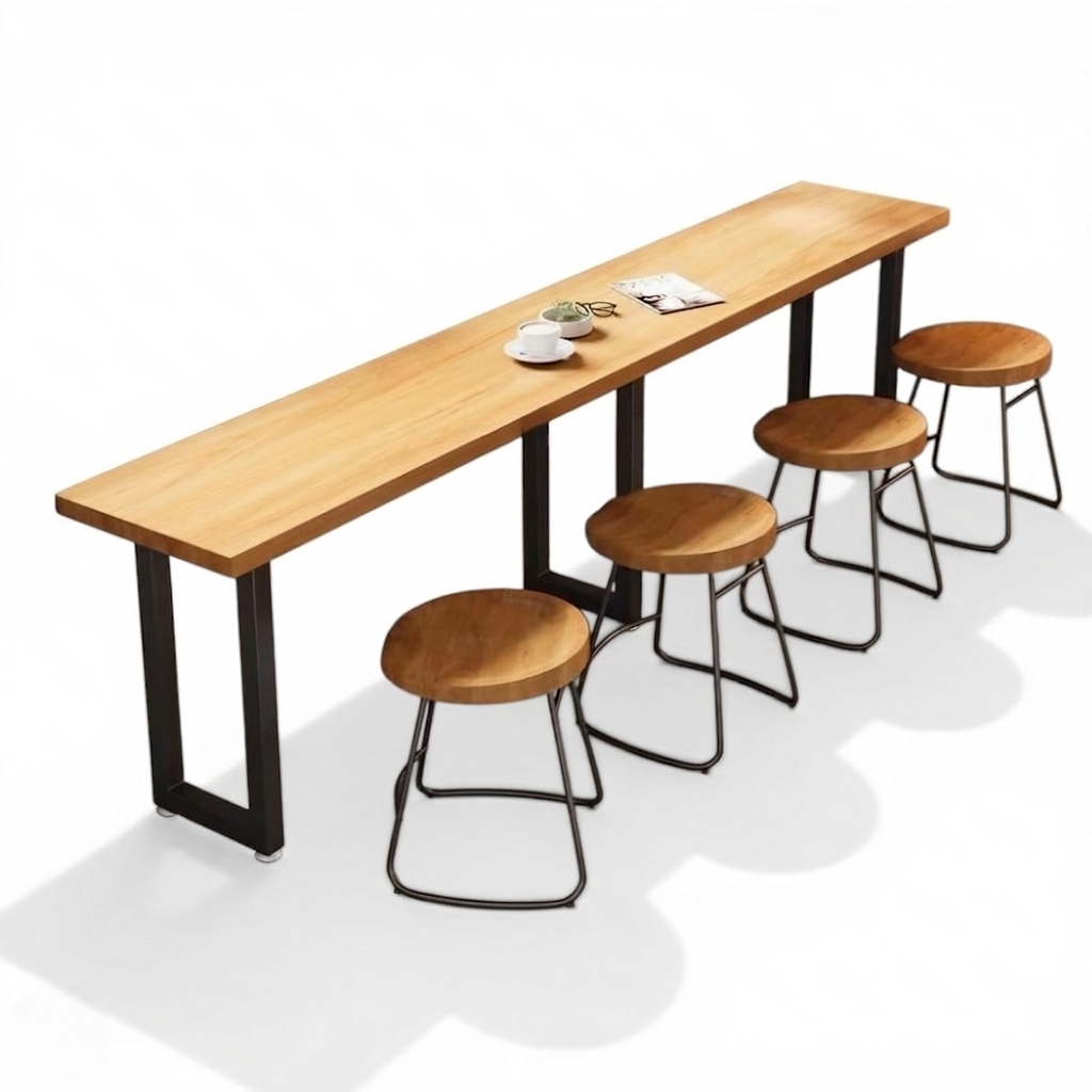 Slim Narrow Bar Table - Industrial Wall-Side High-Top for Dining & Workspace BT-003