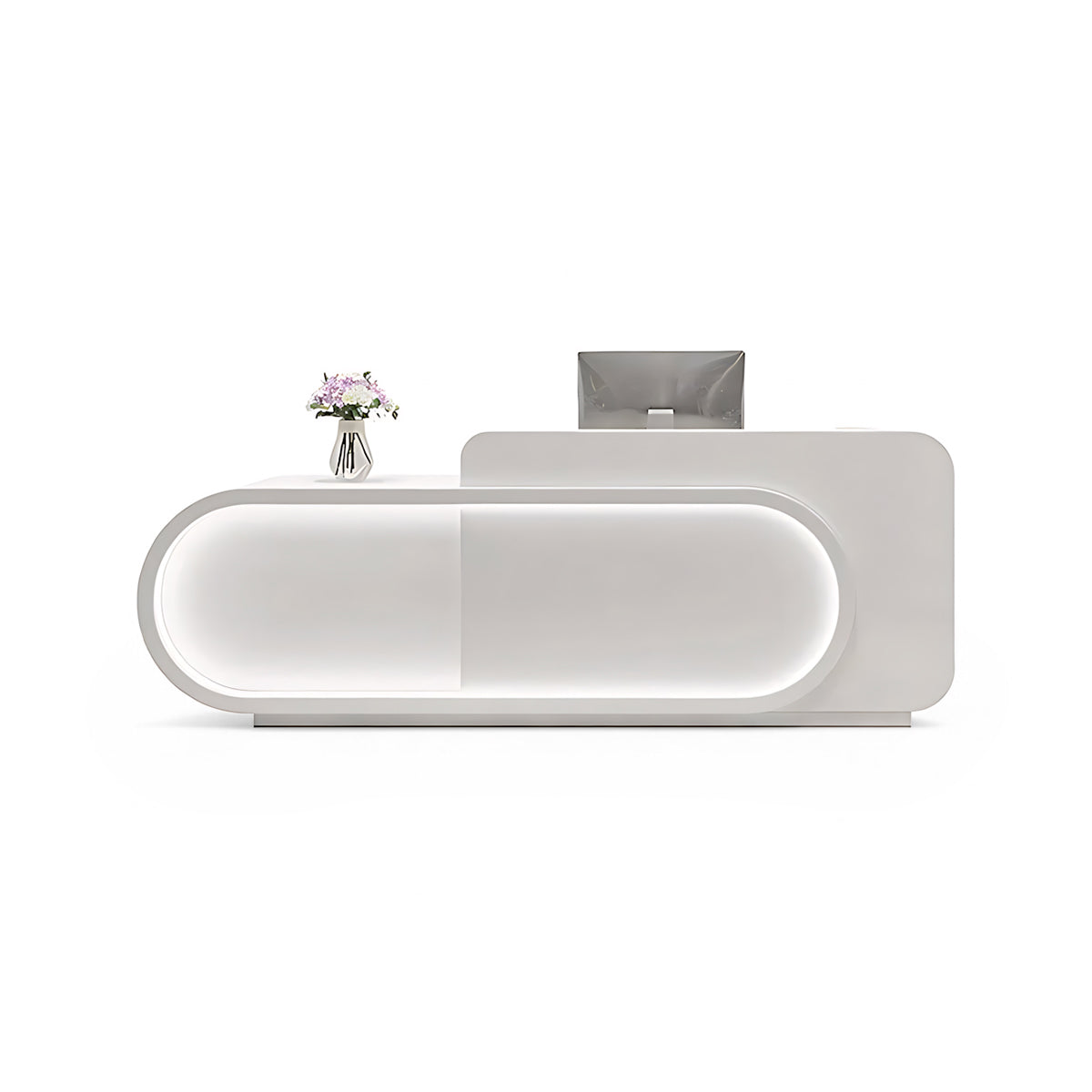 Small Store Curved Front Desk White Reception Desk for Retail Shop