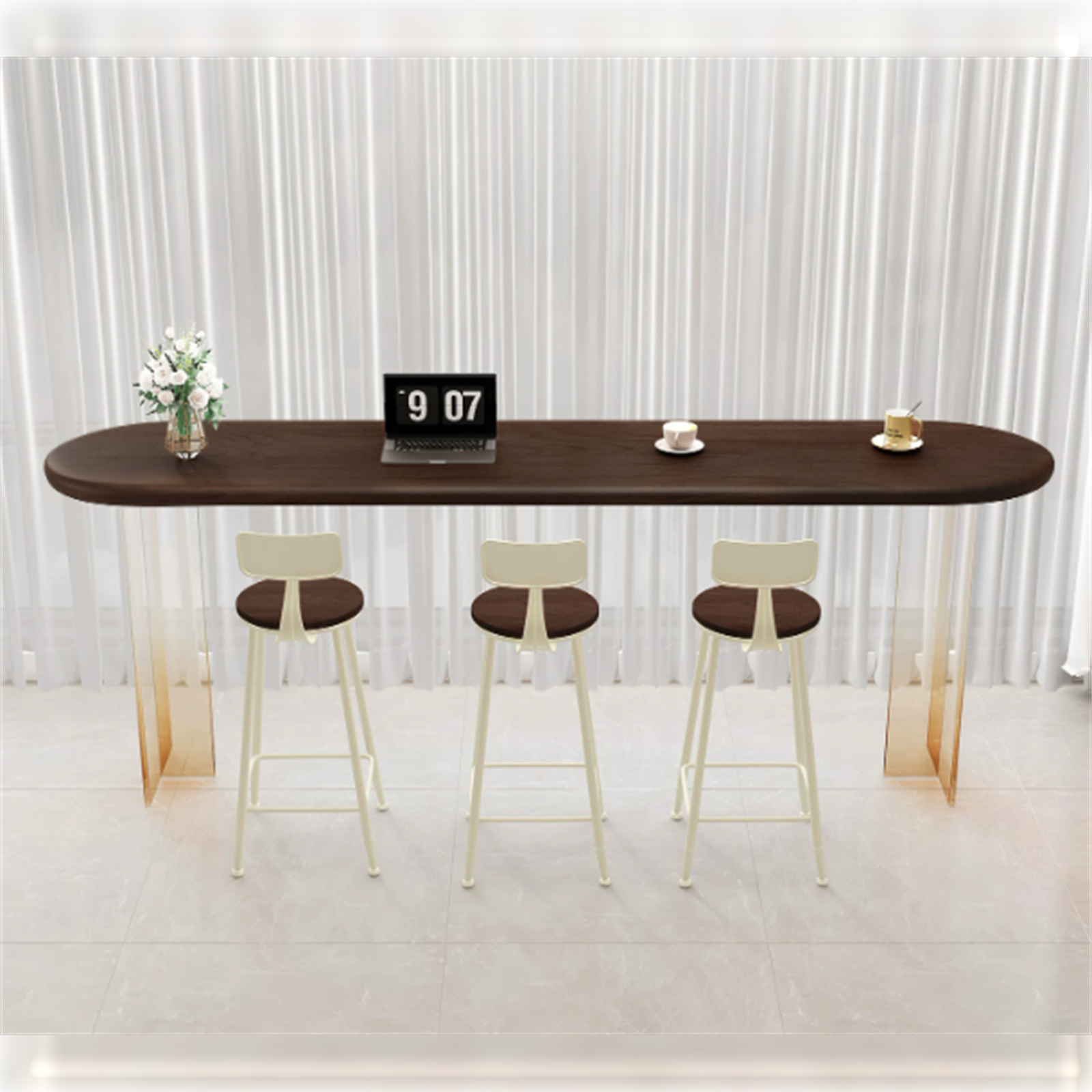 BT-008 solid wood bar table in a home bar setting; chairs sold separately