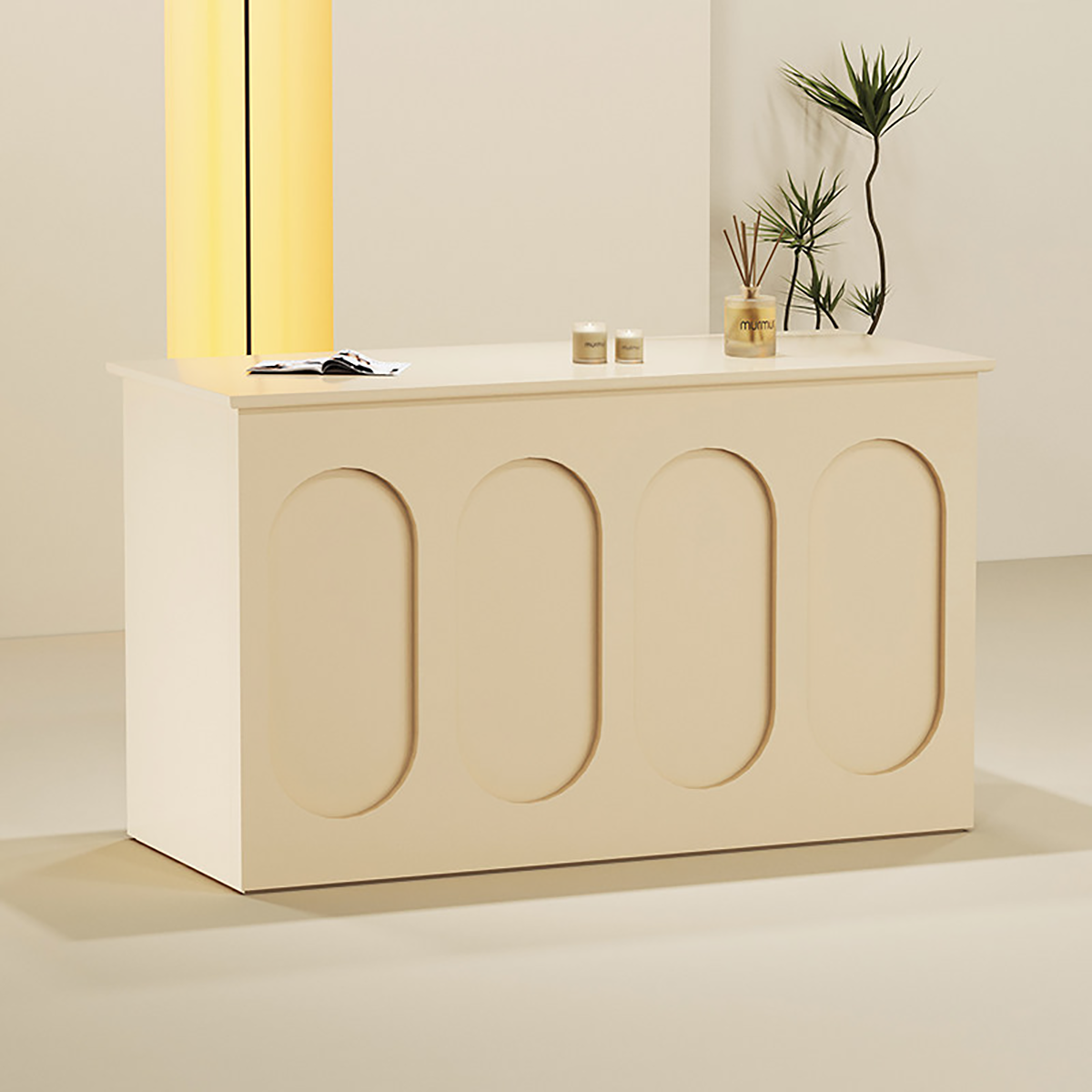 Straight Beige Reception Desk for Clothing Shop