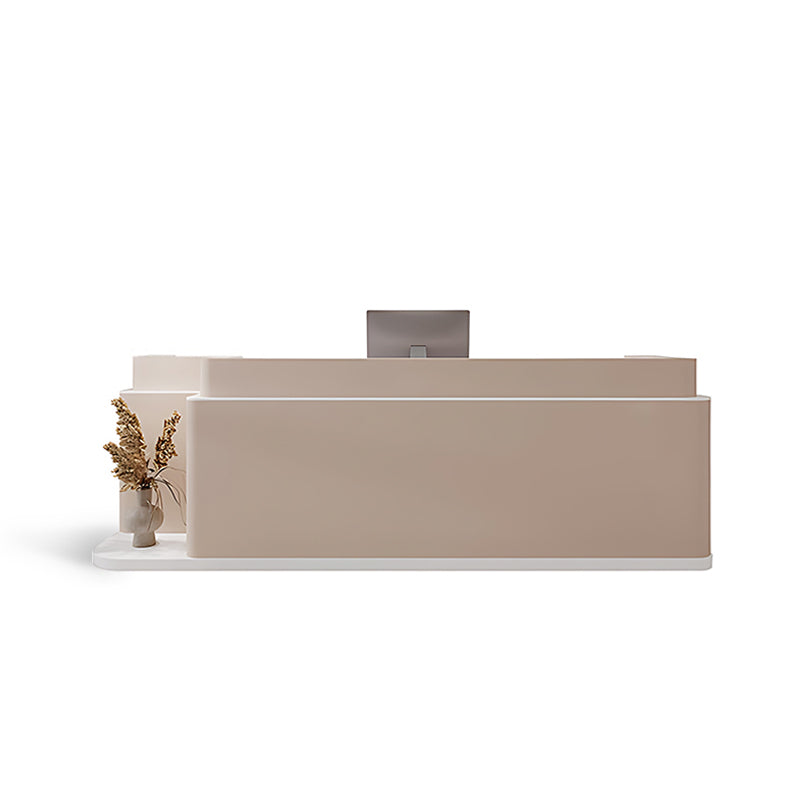 Stylish Rectangular Reception Desk with Filing Cabinets and Drawers