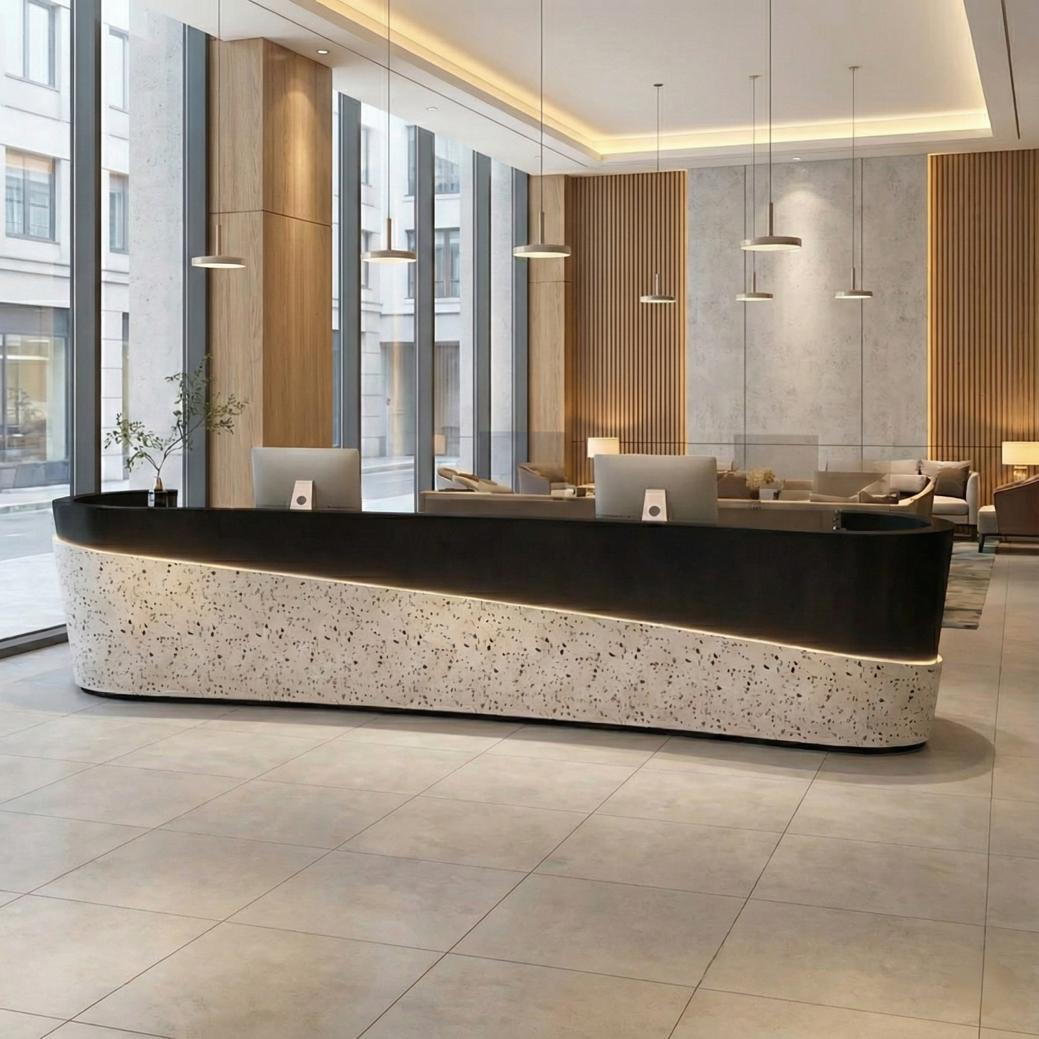 Pattern For Reception Terrazzo Pattern Curved Reception Desk For Company and Hotel RD-122 ...