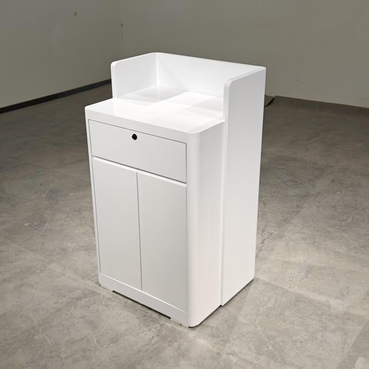 Tiny Modern Cream Concierge Desk with Curved Corners RD-270