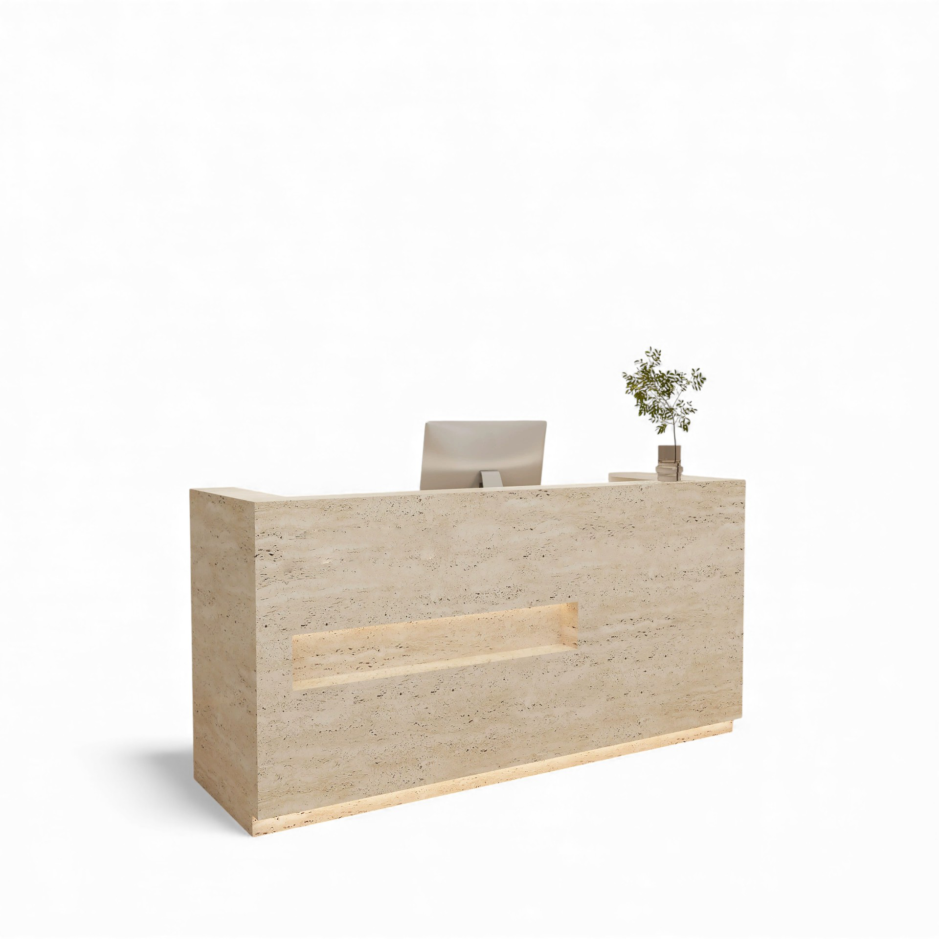 Travertine Finish Cashier & Reception Counter with LED Light