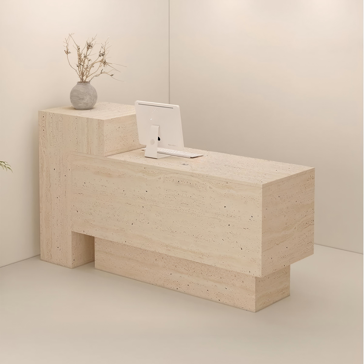 Travertine Finish Modern Minimalist Counter for Boutiques & Small Shops RD-103