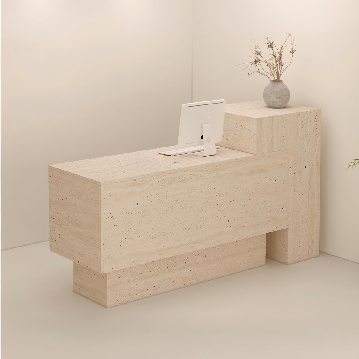 Travertine Finish Modern Minimalist Counter for Boutiques & Small Shops RD-103