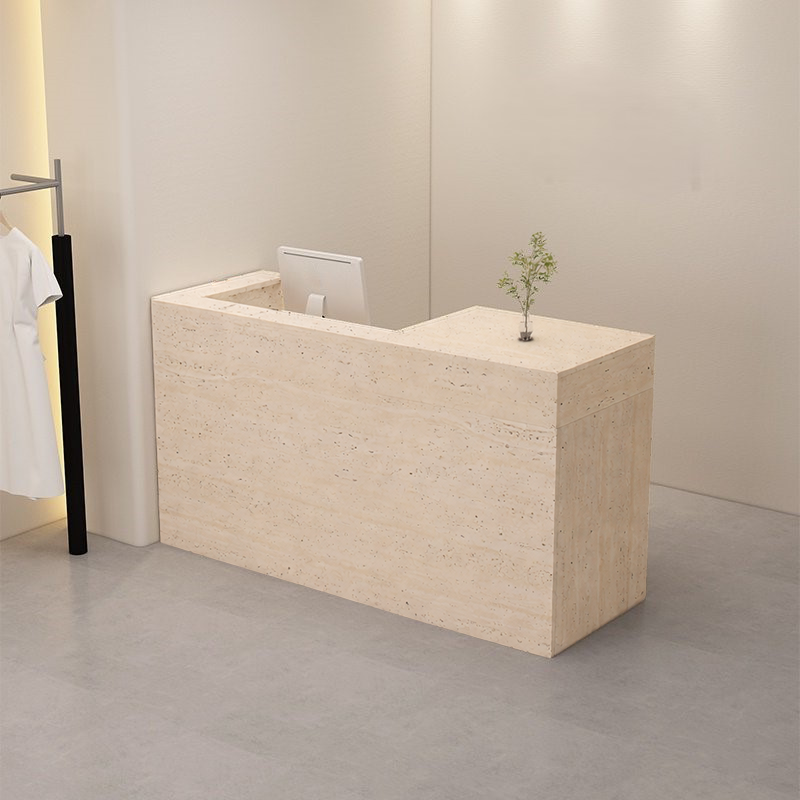 Travertine Finish Reception Counter for Salon