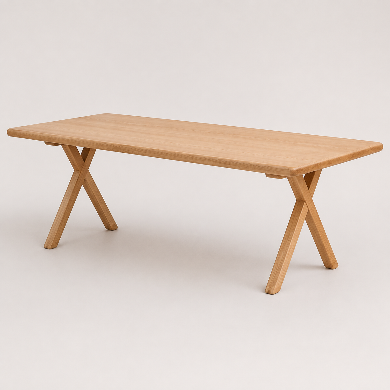 White ash live-edge dining table with Whale Base - Natural finish
