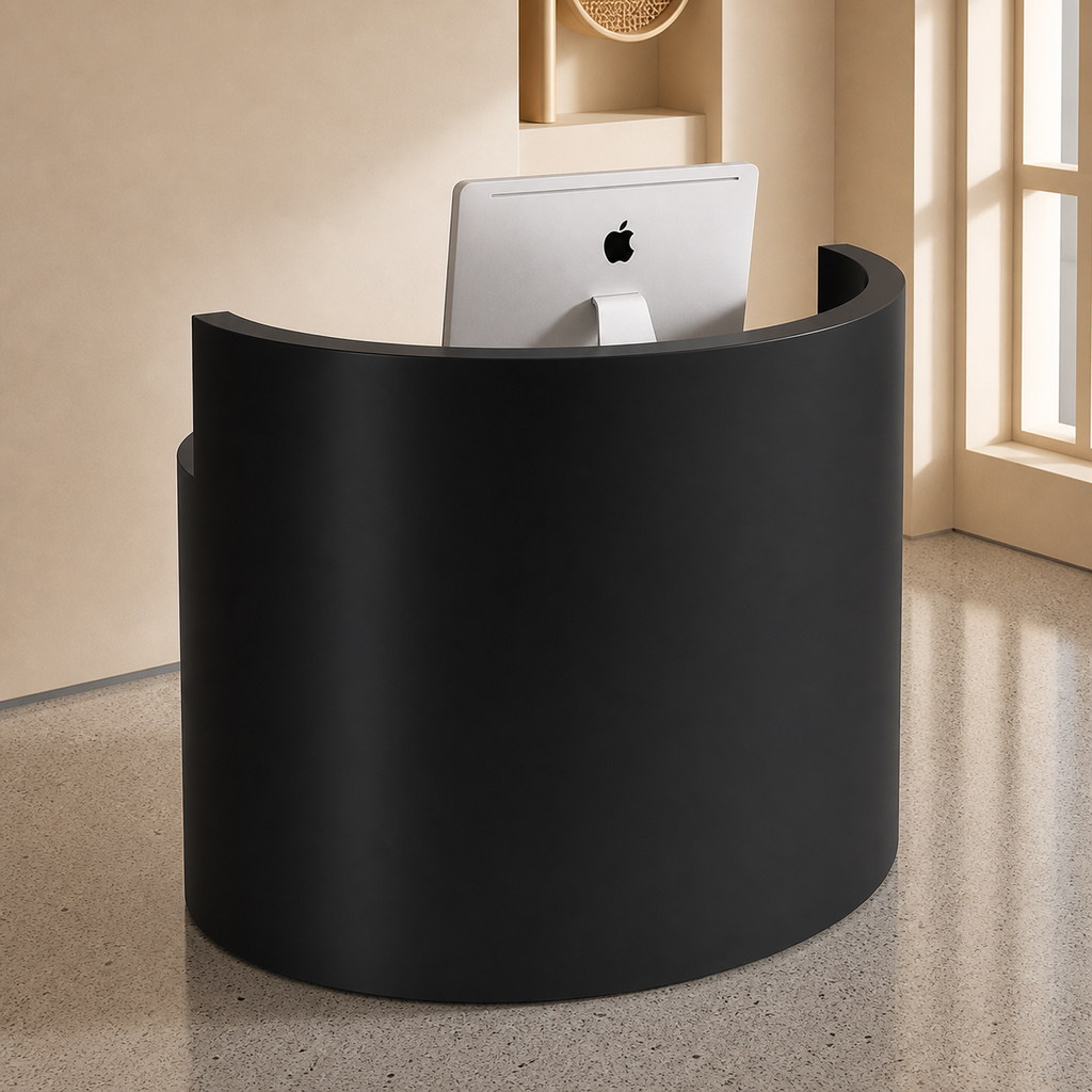 White Curved Reception Desk with Smooth Front Panel RD-266