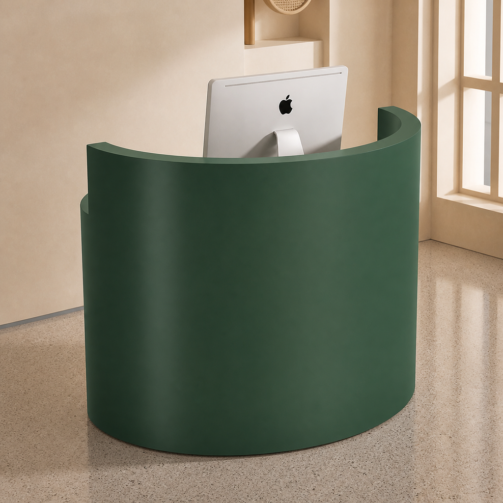 White Curved Reception Desk with Smooth Front Panel RD-266