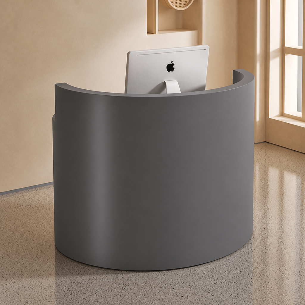 White Curved Reception Desk with Smooth Front Panel RD-266