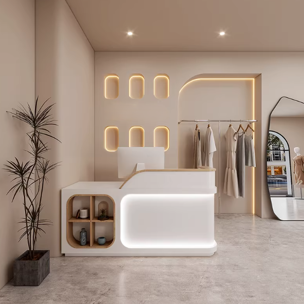 White  Reception Desk for Clothing Store 