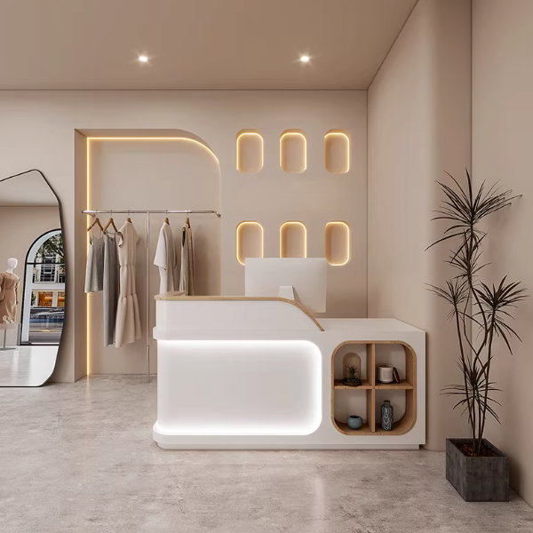 White  Reception Desk for Clothing Store 