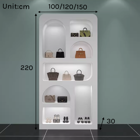 Modern Lacquered Skincare Display – Geometric Beauty Salon Cabinet DC-002