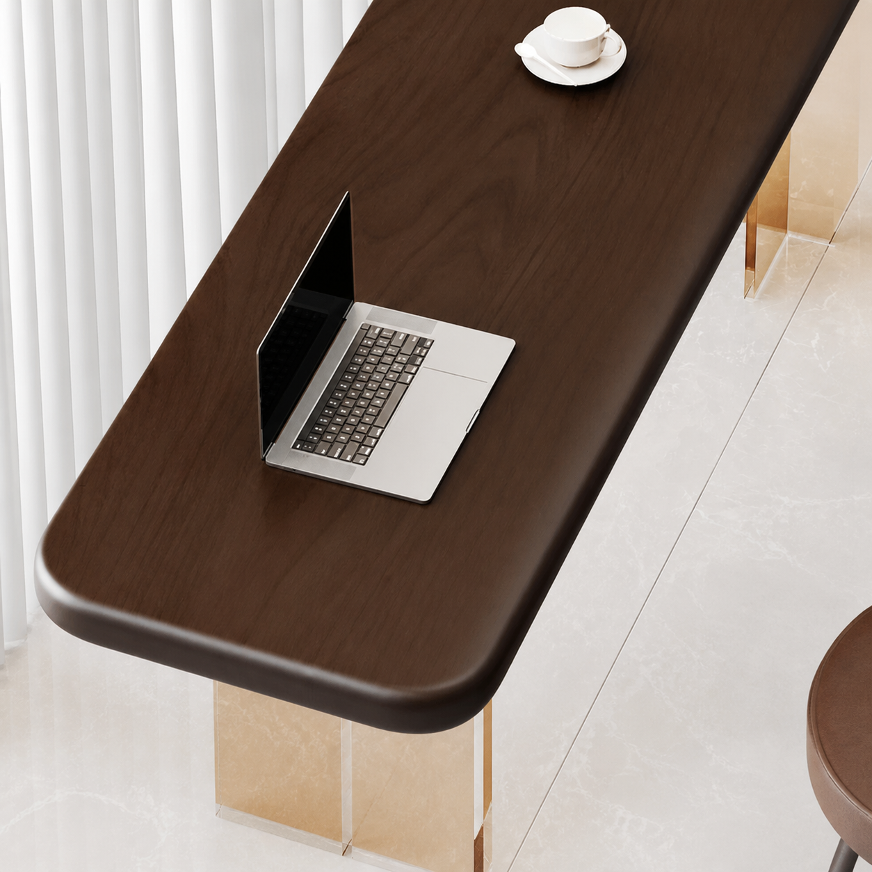 BT-008 smooth dark walnut bar-table top with water-based finish