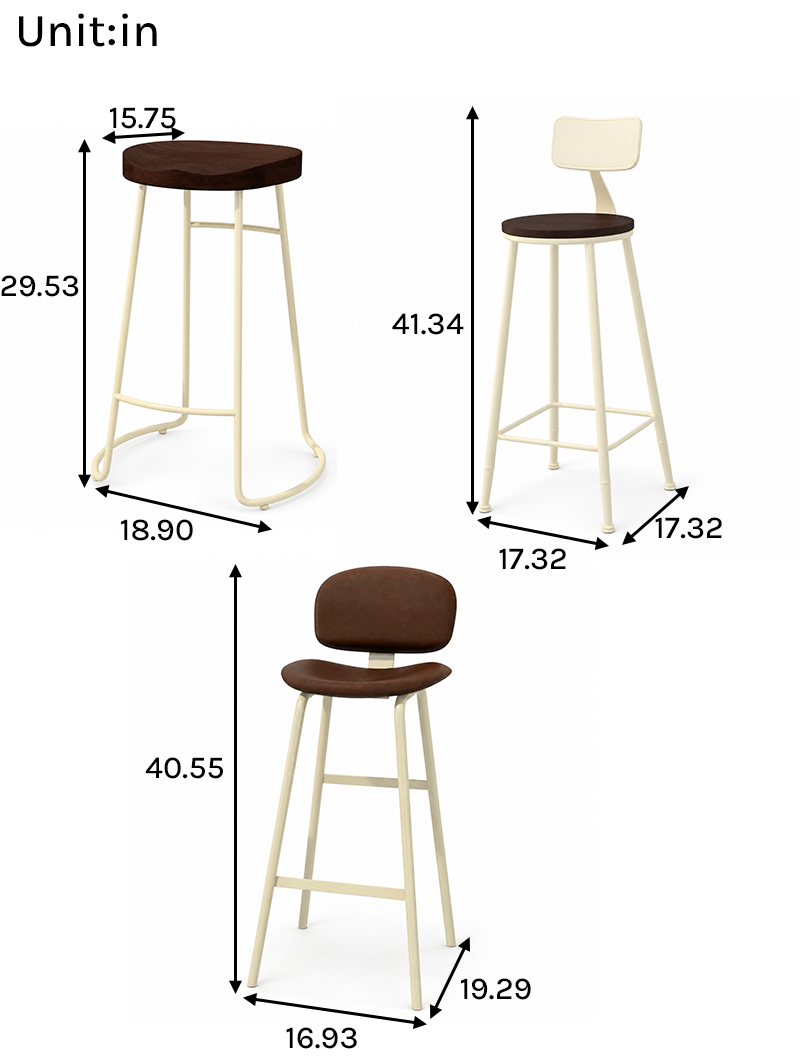 BT-008 Bar Chair Dimensions in inches