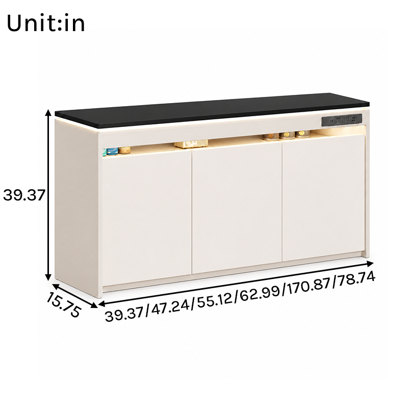 BT-010 Home Bar Cabinet Dimensions in inches