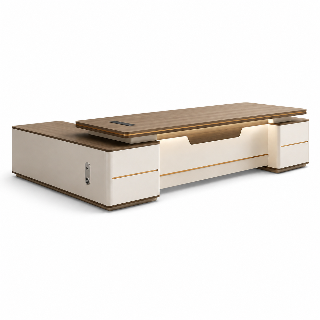ED-039 L-shaped executive office desk on a pure white background with natural shadow