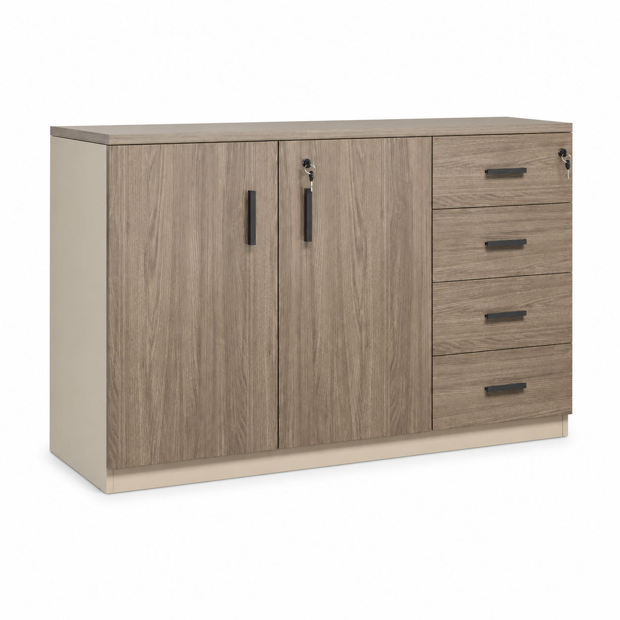 FC-010 filing cabinet, 1200 mm double-door four-drawer configuration on white background