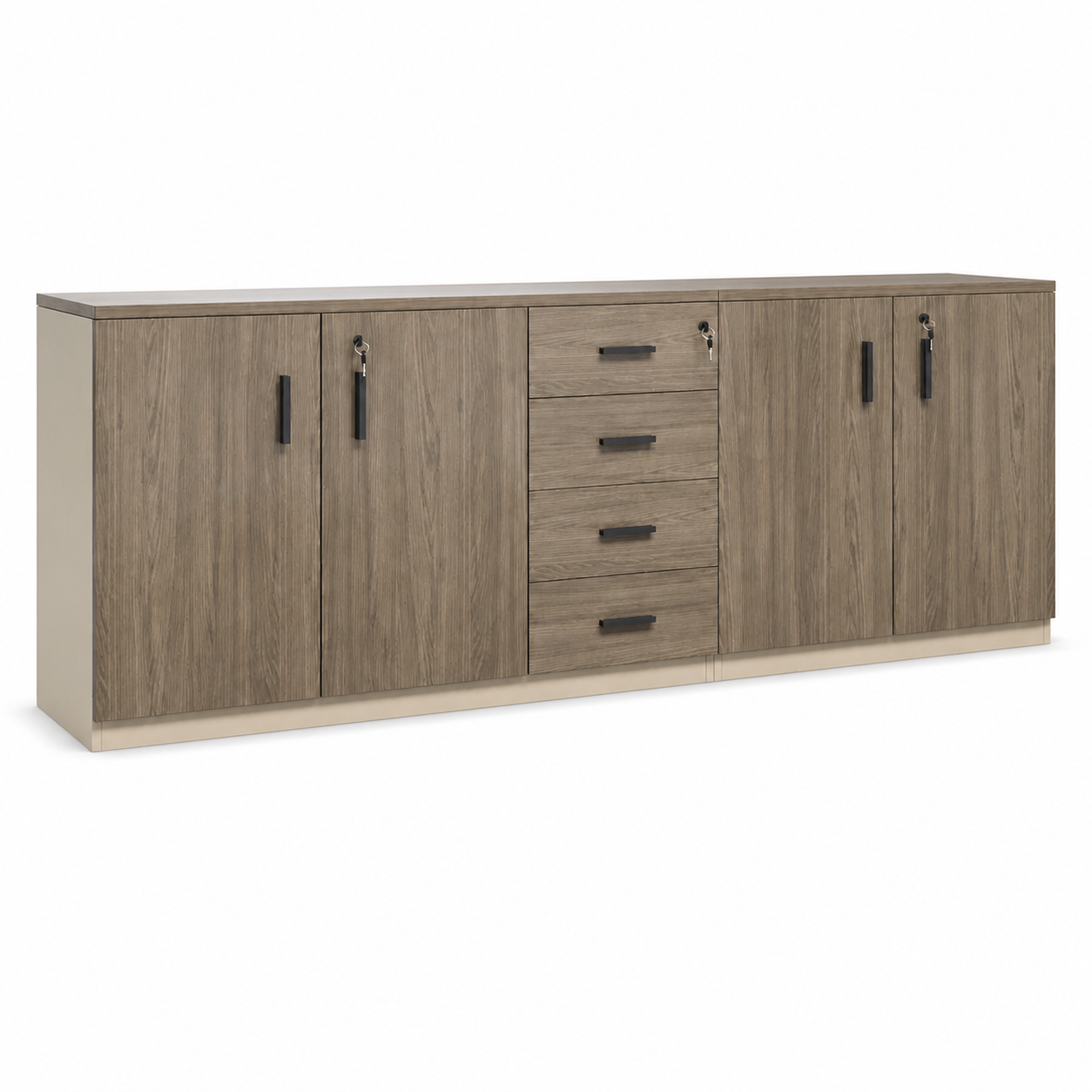 FC-010 filing cabinet, 2000 mm four-door four-drawer configuration on white background