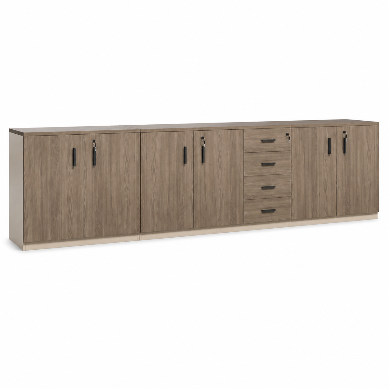 FC-010 filing cabinet, 2800 mm six-door four-drawer configuration on white background