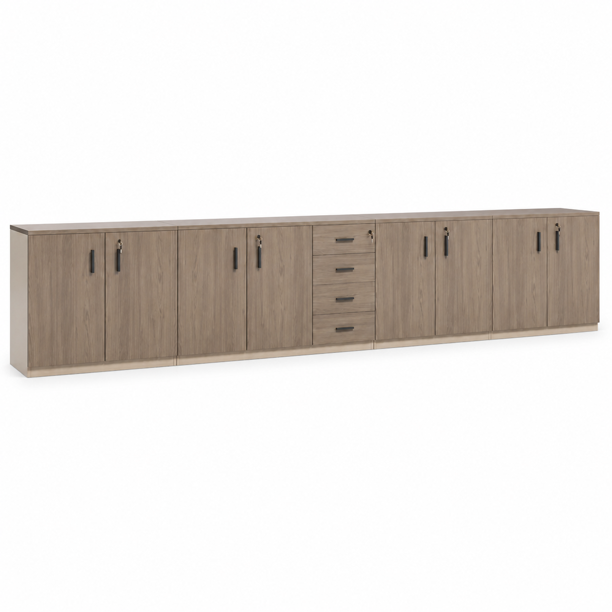FC-010 filing cabinet, 3600 mm eight-door four-drawer configuration on white background