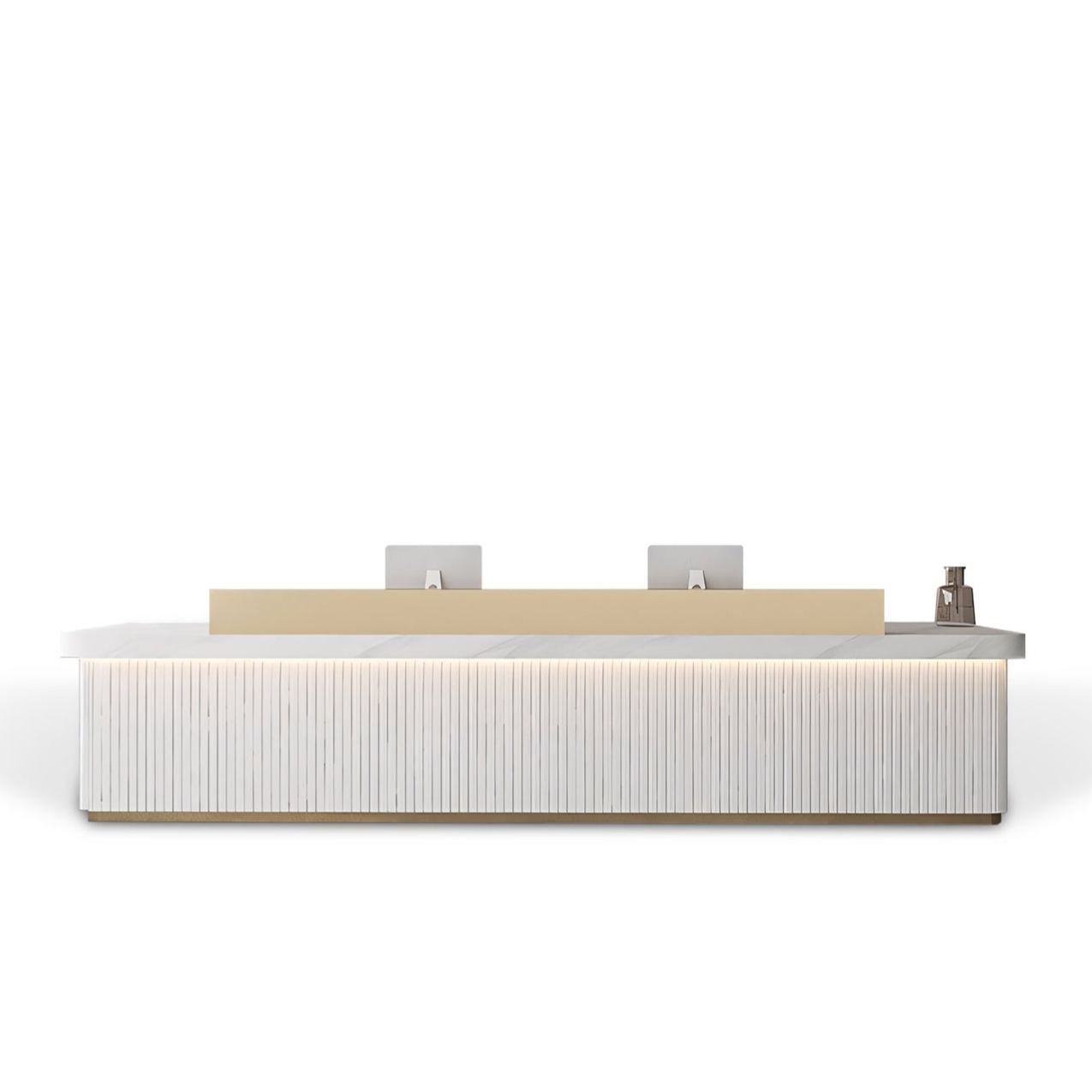 Sleek Minimalist LED Reception Desk with Storage & Stainless Steel Countertop