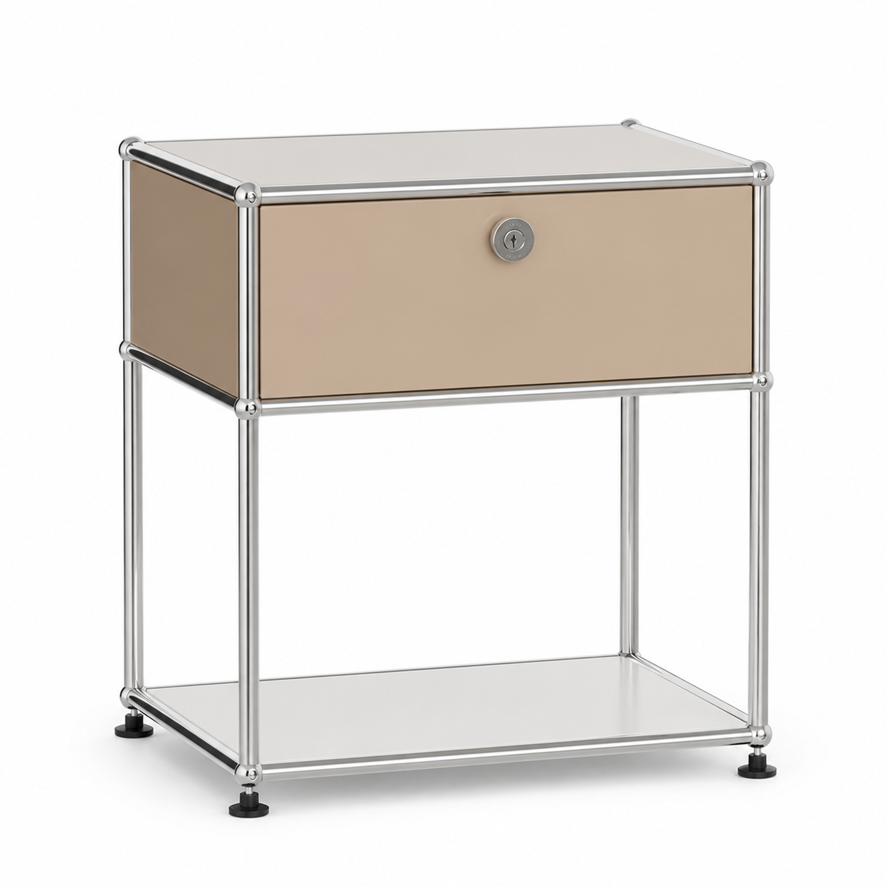 White background studio image - Modular Metal Nightstand with Lockable Door