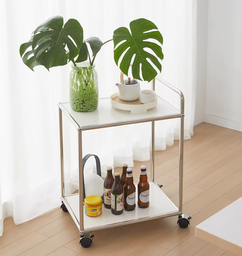 Two-Tier Modular Metal Rolling Cart with Lockable Casters - image 1