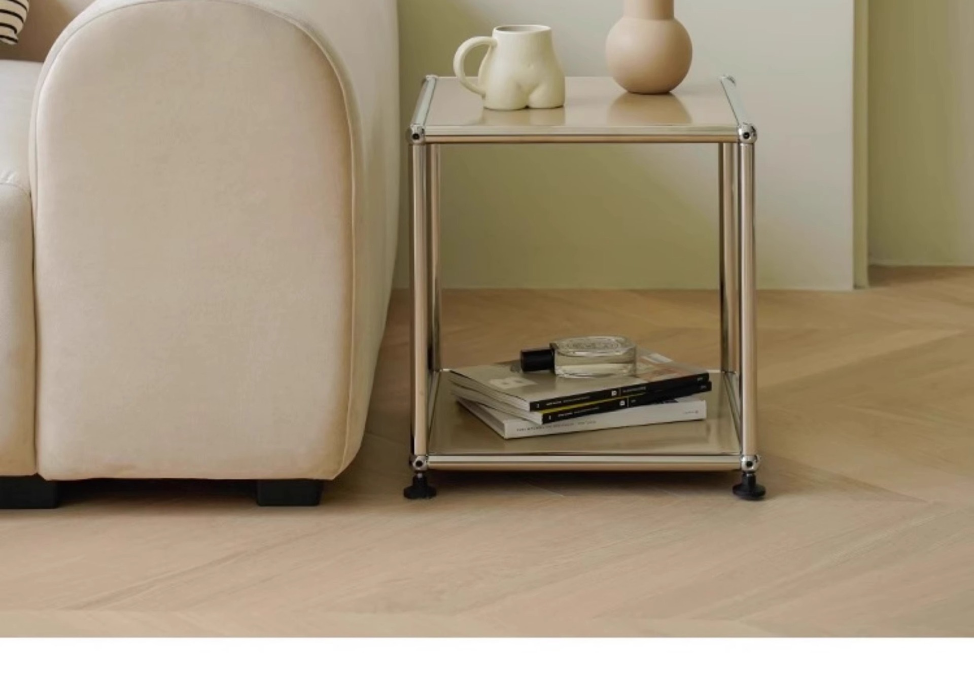 Square Modular Metal Side Table with Lower Shelf - image 4