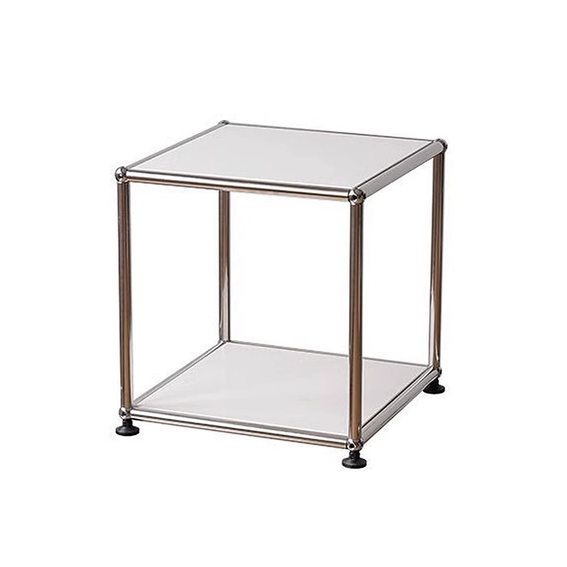 Square Modular Metal Side Table with Lower Shelf - image 5