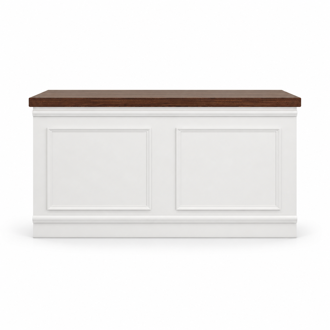White background studio image - French-Style Straight Reception Desk RD-210, Walnut + White