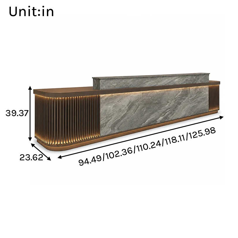 RD-333 Reception Desk Dimensions in inches
