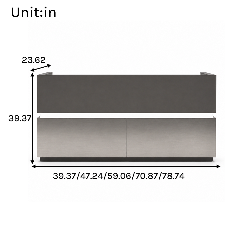 RD-359 Reception Desk Dimensions in inches