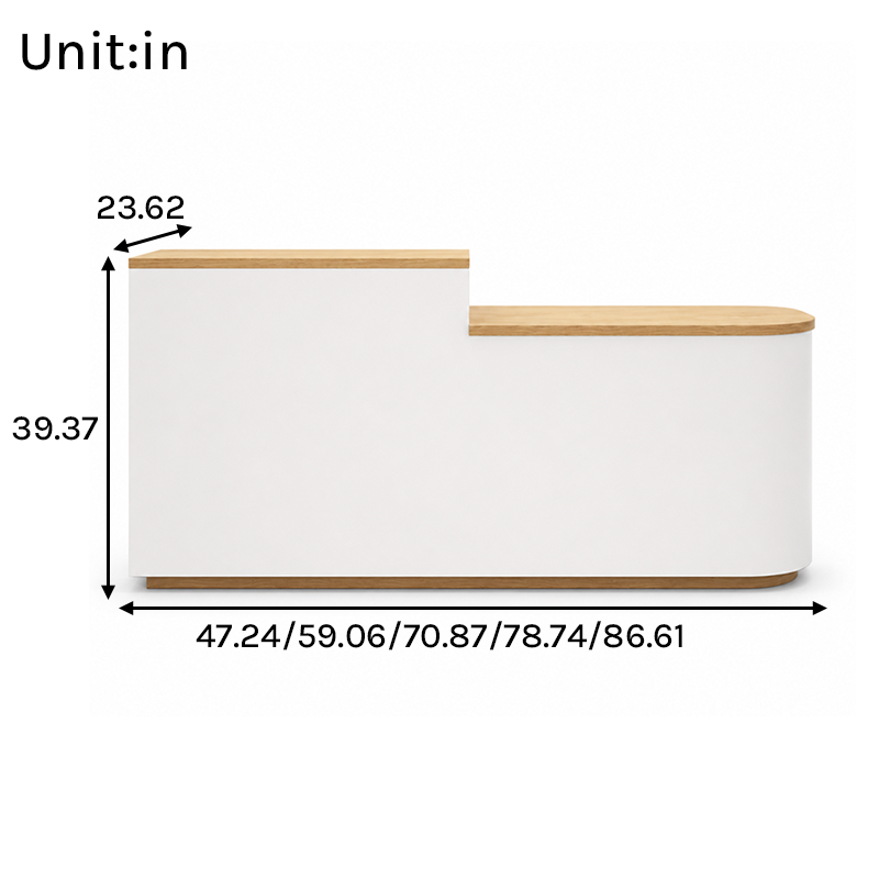 RD-360 Reception Desk Dimensions in inches