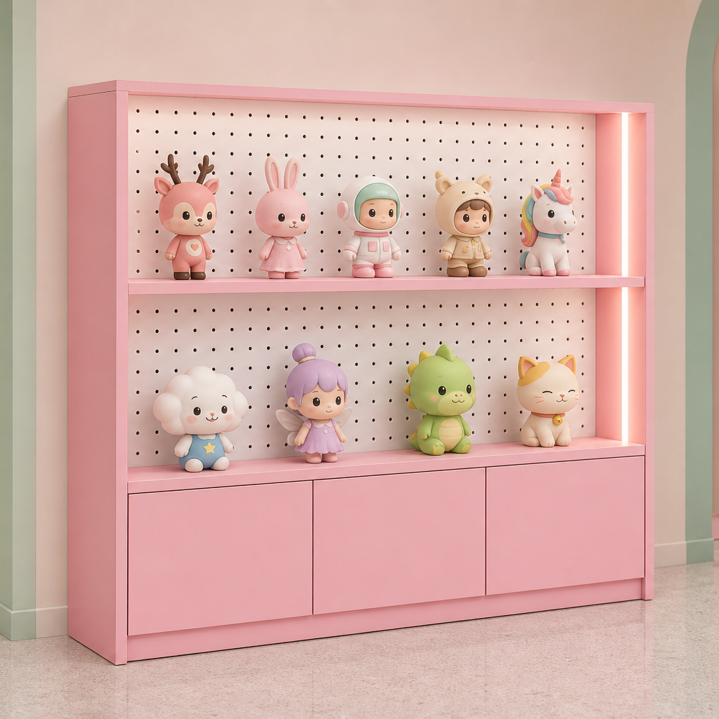 Dopamine Pop Pink Pegboard Wall Display Cabinet DC-010