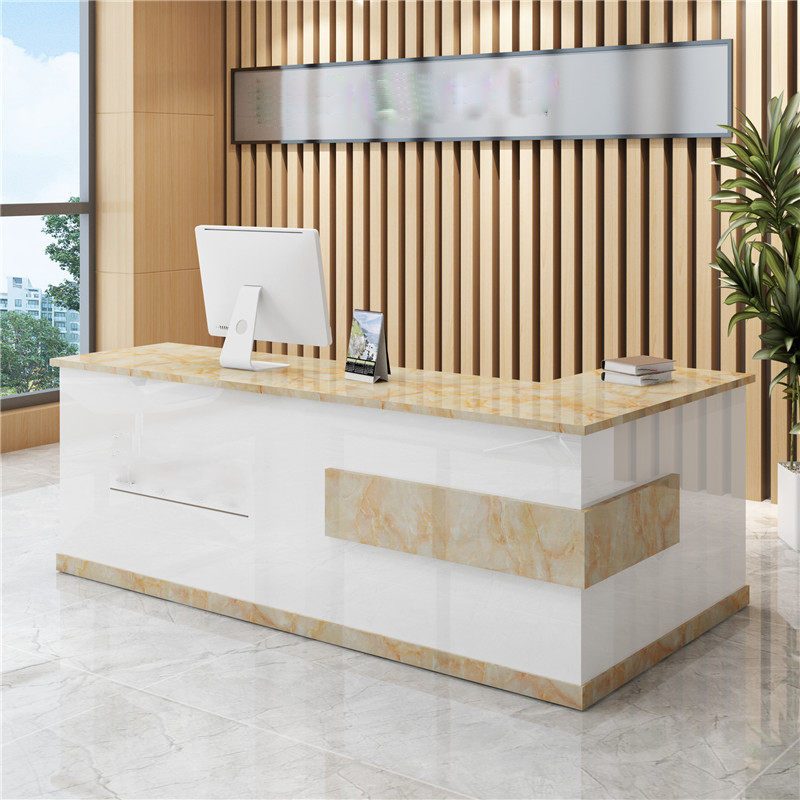 Modern Lacquered White + Yellow Maple Reception Counter for Salon, Boutique & Retail