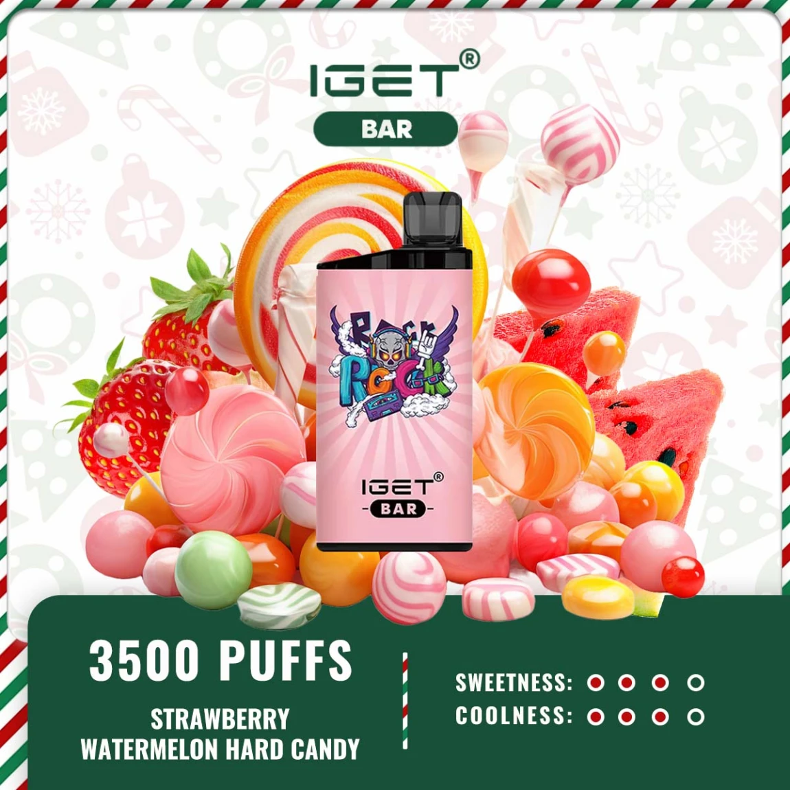 IGET BAR 3500 PUFFS – STRAWBERRY WATERMELON HARD CANDY