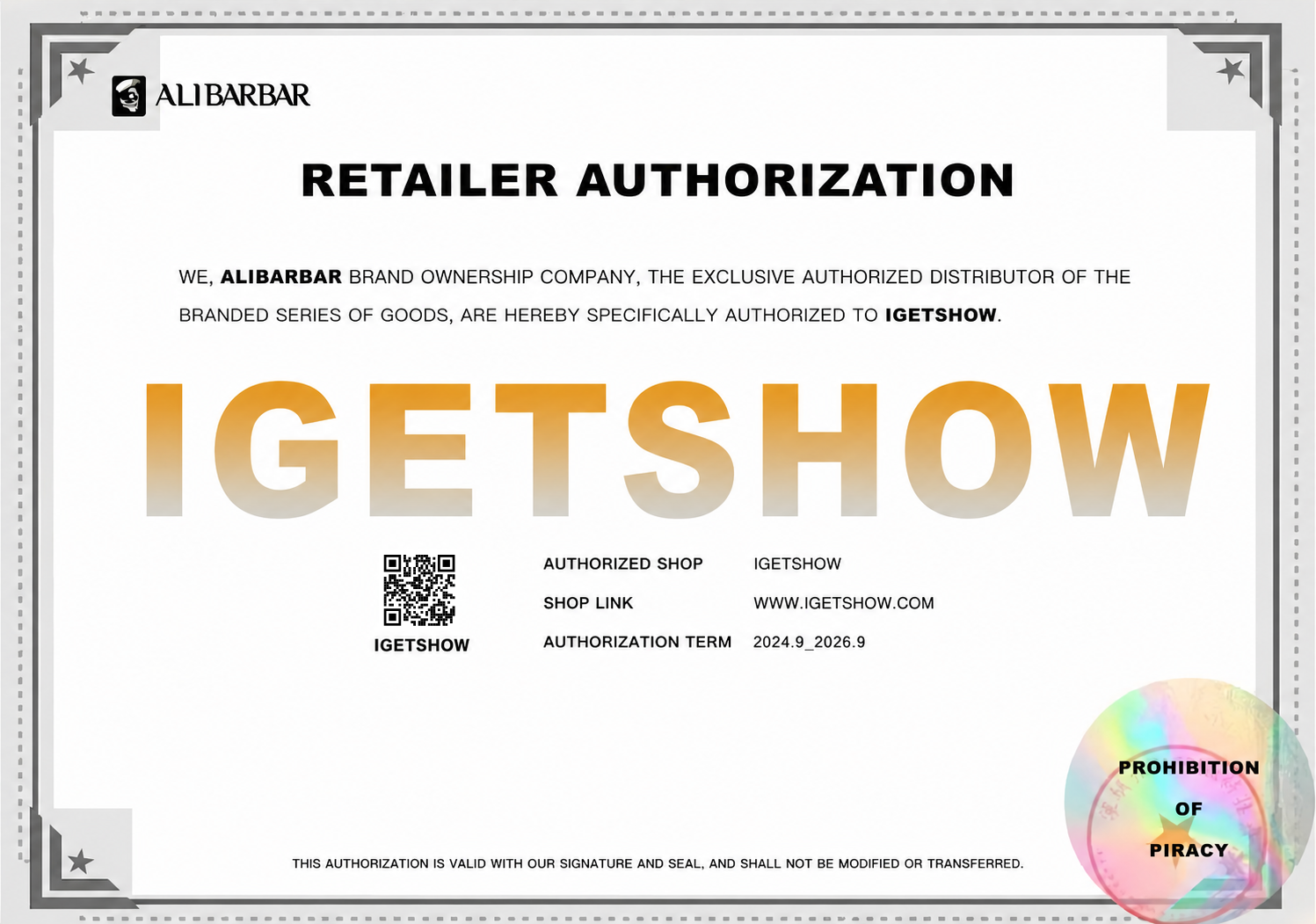 Official Retailer Authorization