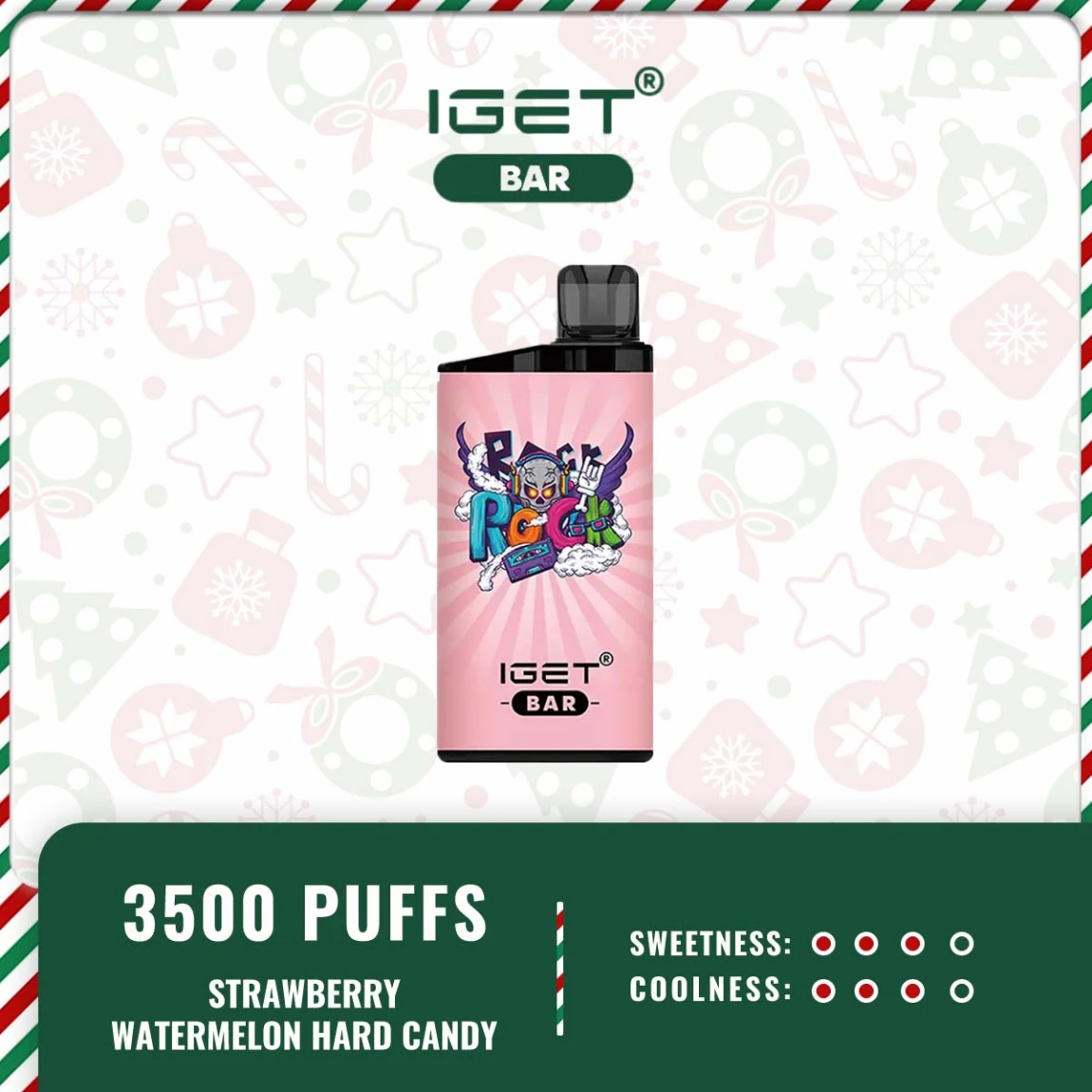 IGET BAR 3500 PUFFS – STRAWBERRY WATERMELON HARD CANDY