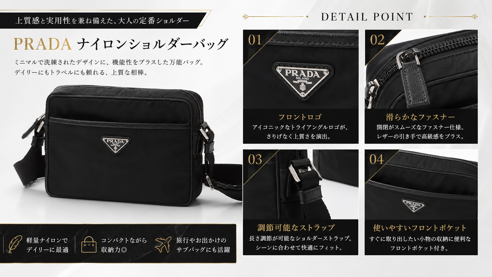 PRADA ショルダーバッグ ブラック ナイロン アーカイブ 2026年注目 
